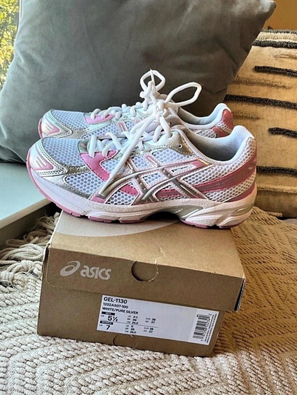 ASICS GEL-1130 Women's Athletic Shoes Pink & White US 7 Like New